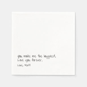 Serviette En Papier Note d'amour manuscrite   Mariage avec une touche 