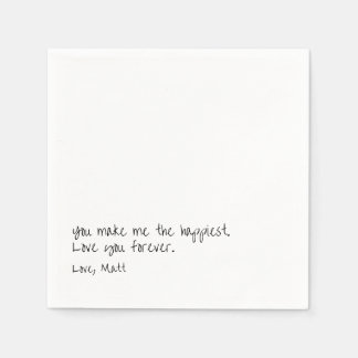 Serviette En Papier Note d'amour manuscrite | Mariage avec une touche