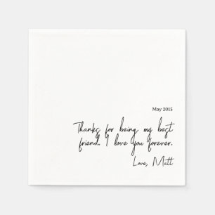 Serviette En Papier Note d'amour manuscrite   Mariage avec une touche 