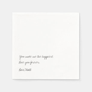 Serviette En Papier Note d'amour manuscrite   Mariage avec une touche 