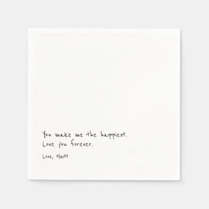Serviette En Papier Note d'amour manuscrite   Mariage avec une touche 