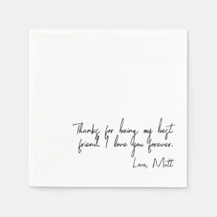 Serviette En Papier Note d'amour manuscrite   Mariage avec une touche 