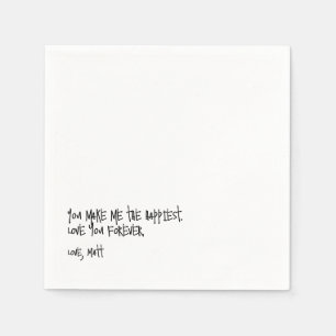 Serviette En Papier Note d'amour manuscrite   Mariage avec une touche 