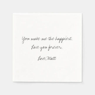 Serviette En Papier Note d'amour manuscrite | Mariage tactile personne