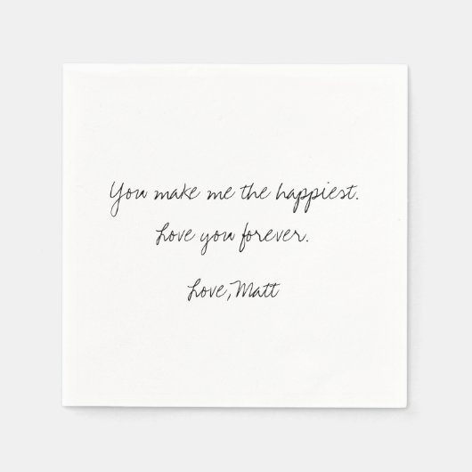 Serviette En Papier Note d'amour manuscrite | Mariage tactile personne (Devant)