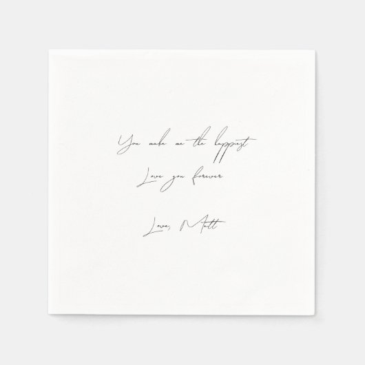 Serviette En Papier Note d'amour manuscrite | Mariage tactile personne (Devant)