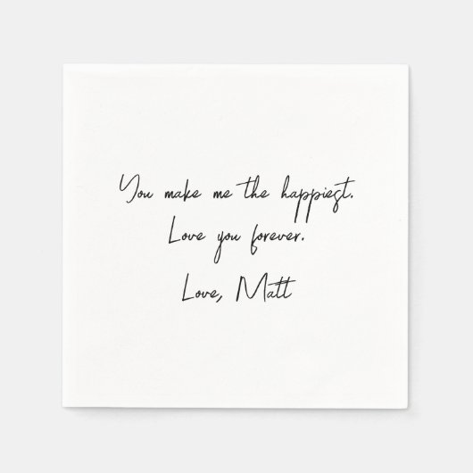 Serviette En Papier Note d'amour manuscrite | Mariage tactile personne (Devant)