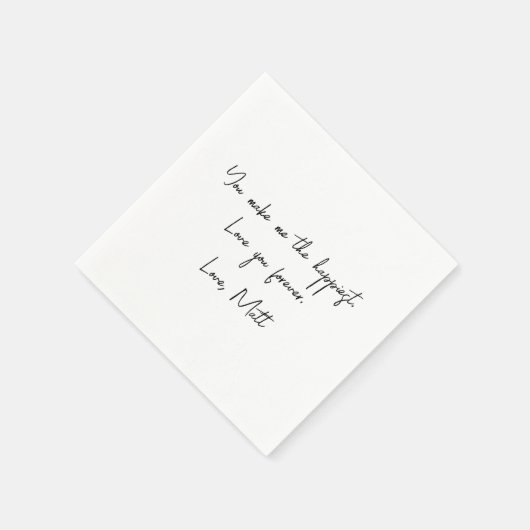 Serviette En Papier Note d'amour manuscrite | Mariage tactile personne (Coin)