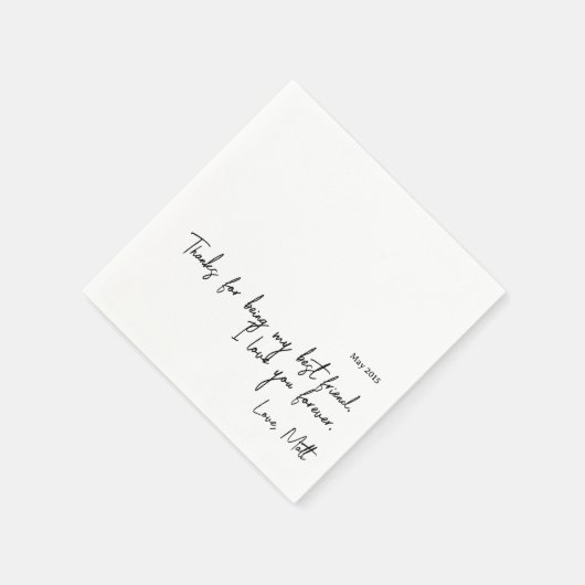 Serviette En Papier Note d'amour manuscrite | Mariage tactile personne (Coin)