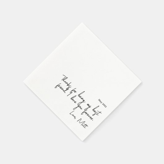 Serviette En Papier Note d'amour manuscrite | Mariage tactile personne (Coin)