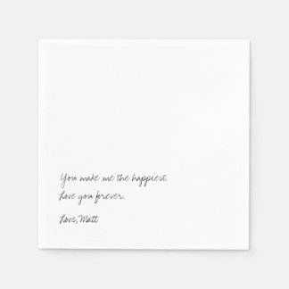 Serviette En Papier Note d'amour manuscrite | Mariage tactile personne