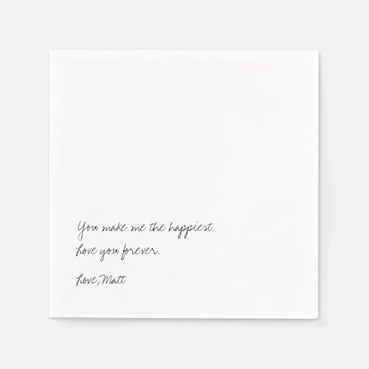 Serviette En Papier Note d'amour manuscrite | Mariage tactile personne (Devant)