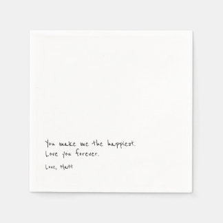 Serviette En Papier Note d'amour manuscrite | Mariage tactile personne