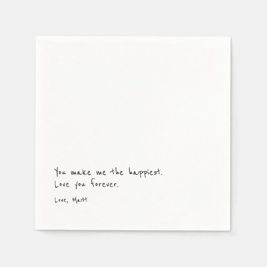 Serviette En Papier Note d'amour manuscrite | Mariage tactile personne (Devant)