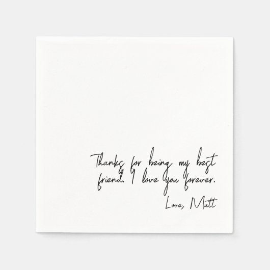 Serviette En Papier Note d'amour manuscrite | Mariage tactile personne (Devant)