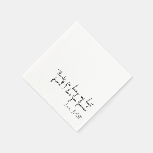 Serviette En Papier Note d'amour manuscrite | Mariage tactile personne (Coin)