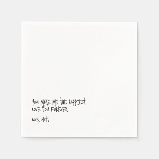 Serviette En Papier Note d'amour manuscrite | Mariage tactile personne (Devant)