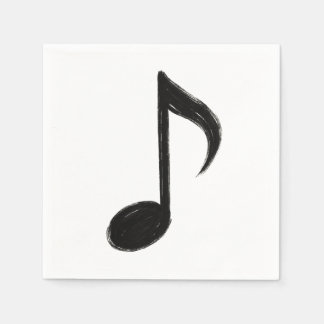 Serviette En Papier Note musicale minimaliste - Style pinceau d'encre