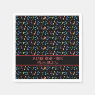 Serviette En Papier Notes de musique arc-en-ciel personnalisées (noir)