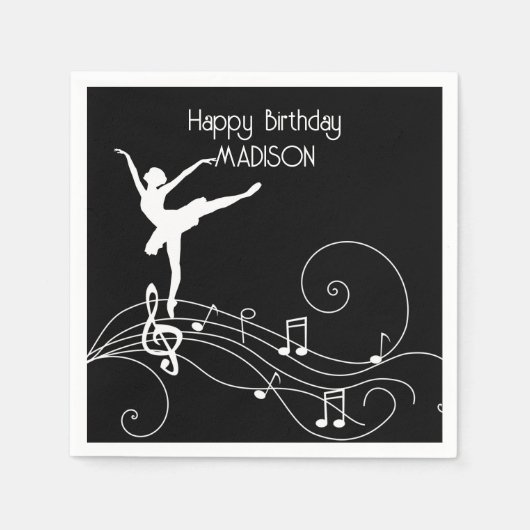 Serviette En Papier Notes de musique Ballerina & Swirl blanc (Devant)
