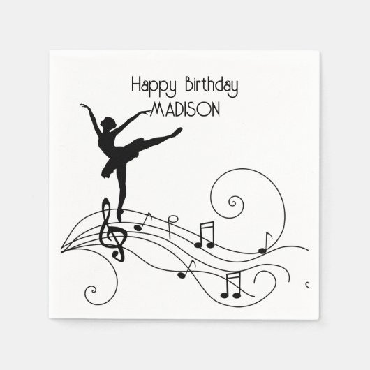 Serviette En Papier Notes de musique Black Ballerina & Swirl Napkins (Devant)