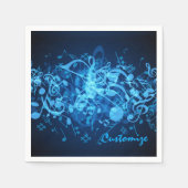 Serviette En Papier Notes de musique Blue Glow Napkins (Devant)