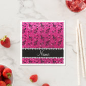 Serviette En Papier Notes de musique de parties scintillant rose chaud (En situation)