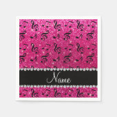 Serviette En Papier Notes de musique de parties scintillant rose chaud (Devant)