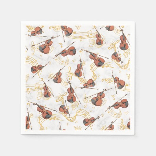 Serviette En Papier Notes de musique de violon de Noël (Devant)