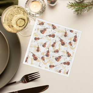 Serviette En Papier Notes de musique de violon de Noël pour les fêtes