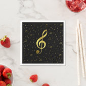 Serviette En Papier notes de musique dorées (En situation)
