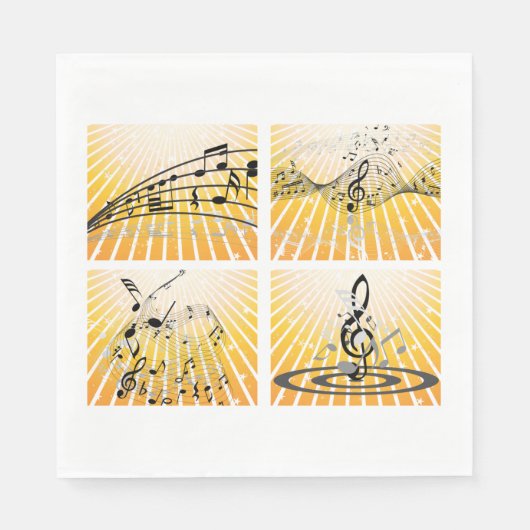 Serviette En Papier Notes de Musique Éclatées Abstraites (Devant)