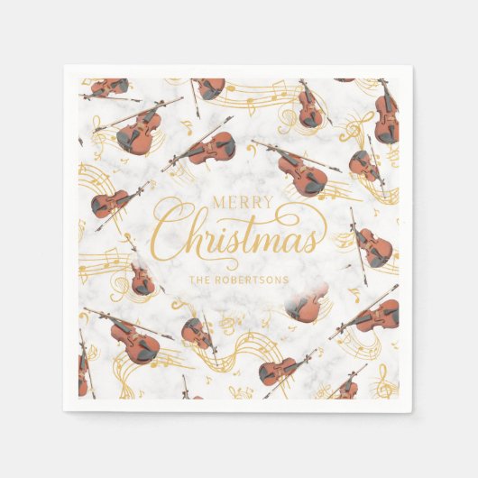 Serviette En Papier Notes de musique élégante Violon Joyeux script de  (Devant)