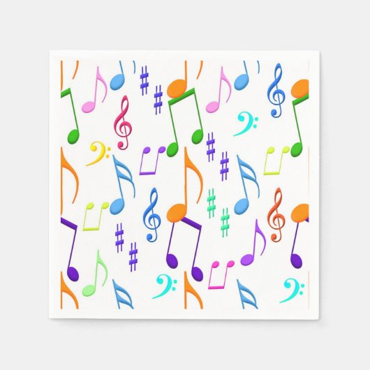 Serviette En Papier notes de musique en blanc (Devant)