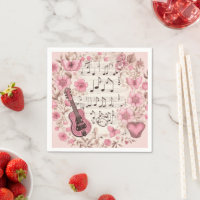 Notes de musique et Fleurs style rétro