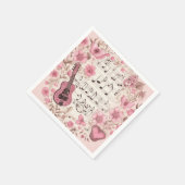 Serviette En Papier Notes de musique et Fleurs style rétro (Coin)