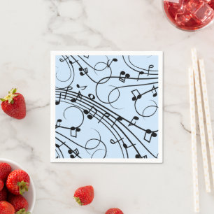 Serviette En Papier Notes de musique fantaisie Bleu