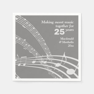 Serviette En Papier NOTES DE MUSIQUE Personnalisée Moderne 25e anniver