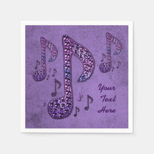 Serviette En Papier Notes de musique pourpre étincelante serviettes
