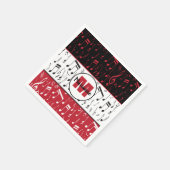 Serviette En Papier Notes de musique rouge noir et blanc (Coin)