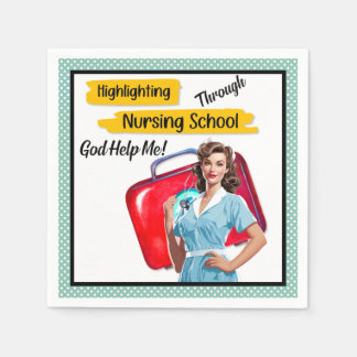 Serviette En Papier Notes de soins infirmiers rétro Pinup_