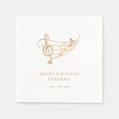 Serviette En Papier Notes d'or d'anniversaire joyeuses Élégant (Devant)