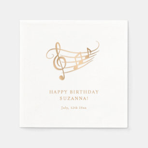 Serviette En Papier Notes d'or d'anniversaire joyeuses Élégant