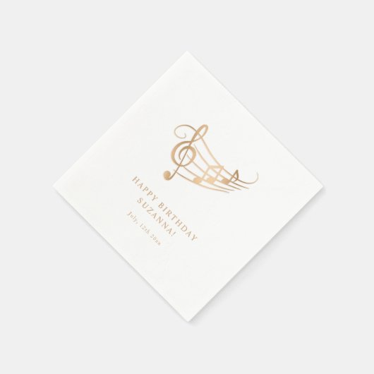 Serviette En Papier Notes d'or d'anniversaire joyeuses Élégant (Coin)