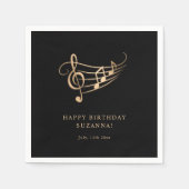 Serviette En Papier Notes d'or d'anniversaire joyeuses Élégant (Devant)