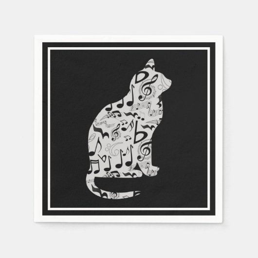 Serviette En Papier Notes musicales Amoureux des chats - Musicien mini (Devant)