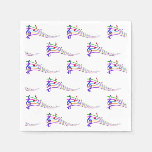 Serviette En Papier notes musicales arc-en-ciel (Devant)