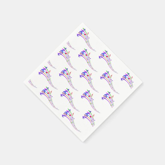 Serviette En Papier notes musicales arc-en-ciel (Coin)