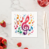 Serviette En Papier Notes musicales avec globes oculaires (En situation)