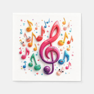 Serviette En Papier Notes musicales avec globes oculaires
